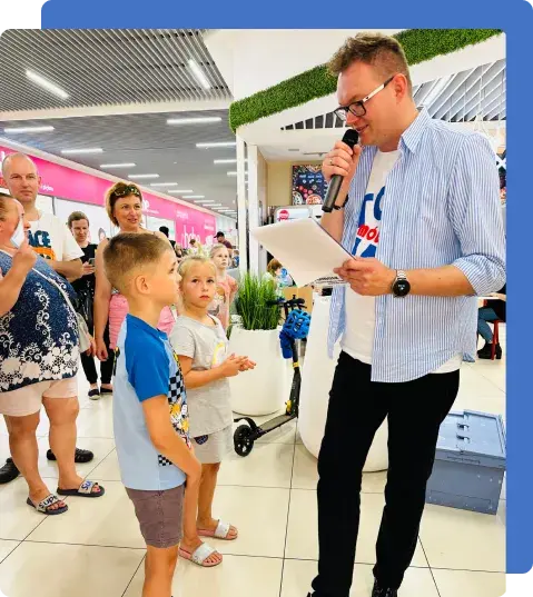 Konferansjer Szczecin, Koszalin, Gorzów, Zielona Góra. Prowadzący imprezę w centrum handlowym.